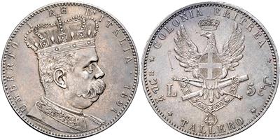Eritrea, italienische Kolonie, Umberto I. 1878-1900 - Monete e medaglie