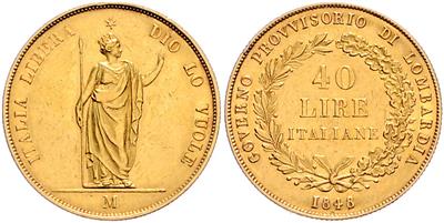GOLD, 40 Lire 1848 M, Mailand - Coins and medals