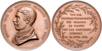 Alexander I. Prinz von Battenberg, gewählter Fürst von Bulgarien 1879-1886 - Coins and medals