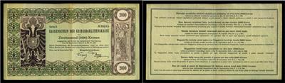 Kassenschein der Kriegsdarlehenskasse über 2000 Kronen 1914 - Mince a medaile