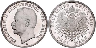 Baden, Friedrich II. 1907-1918 - Mince a medaile
