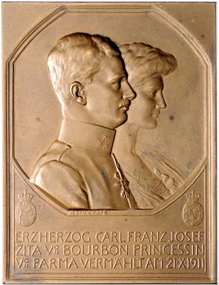 Karl (Erzherzog Carl Franz Josef) und Zita von Bourbon, Vermählung 21. XI.1911 - Mince a medaile