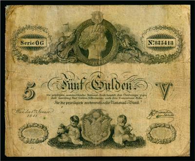 Privilegierte Österreichische Nationalbank, 5 Gulden 1841 - Münzen und Medaillen