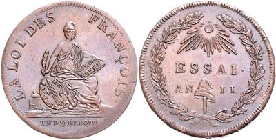 Frankreich, Essai AN II. - Münzen, Medaillen und Papiergeld
