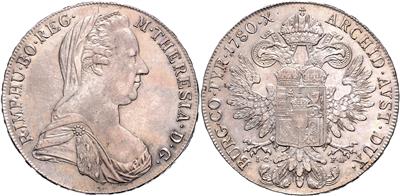 Maria Theresia nach 1780 - Mince, medaile a papírové peníze