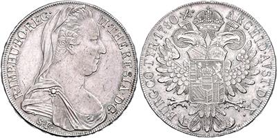 Maria Theresia nach 1780 - Mince, medaile a papírové peníze