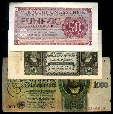 Papiergeld Deutschland - Mince, medaile a papírové peníze