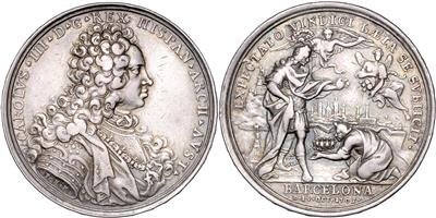 Spanien, Karl III. als König (als röm. Kaiser Karl VI.) 1703-1714 - Mince a medaile - Sbírka zlatých mincí a vybraných stříbrných mincí