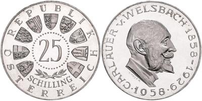 25 Schilling 1958 - Mince, medaile a bankovky