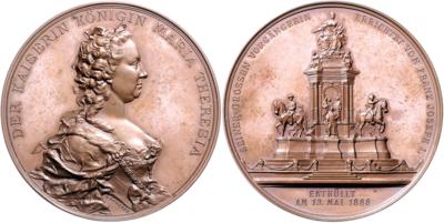 Franz Josef I., Enthüllung des Maria- Theresien- Denkmals in Wien 1888 - Mince a medaile