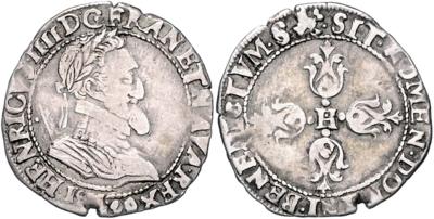 Frankreich, Heinrich IV. 1589-1610 - Mince, medaile a papírové peníze