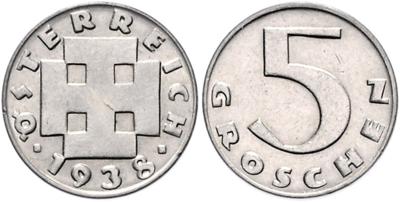 5 Groschen 1938 Wien - Münzen, Medaillen und Papiergeld
