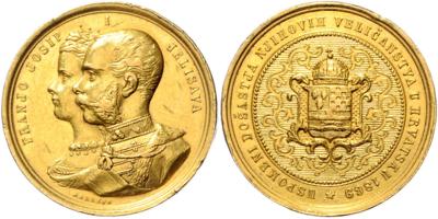 Anwesenheit des Kaiserpaares in Kroatien vom 8.-12. März 1869 GOLD - Münzen, Medaillen und Papiergeld