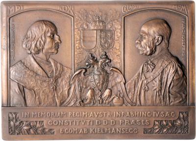 400 Jahrjubiläum der Niederösterreichischen Statthalterei, gewidmet vom Statthalter Erich Graf Kielmannsegg - Mince a medaile