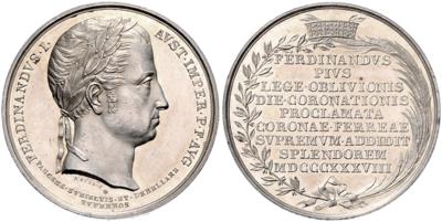 Ferdinand I., Krönung zum König der Lombardei und Venetiens in Mailand im September 1838 - Coins and medals