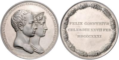 Ferdinand I., Vermählung mit Prinzeesin Maria Anna Carolina von Sardinien am 27. Februar 1831 - Mince a medaile
