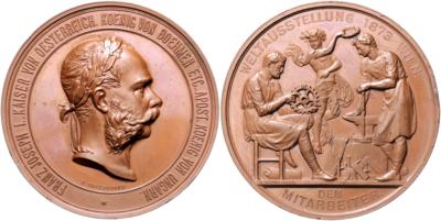 Franz Josef I., Weltausstellung 1873 in Wien - Mince a medaile