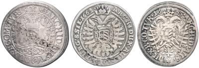 Leopold I.- XV Kreuzer Münzstätten Breslau, Würzburg und Mainz - Münzen und Medaillen