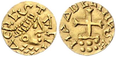 Merowinger, Madelinus monetariustyp ca. 585-675 GOLD - Coins and medals