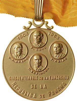 Auszeichnungsmedaille auf das 50-jährige Jubiläum der Staatsgründung von Panama, - Řády a vyznamenání