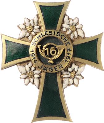 Regiments - Ehrenzeichen der Schlesischen 16 - Jäger, - Řády a vyznamenání