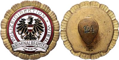 Dienstabzeichen "Kriminalbeamter" Polizeidirektion Wien - 1. Republik, - Orden und Auszeichnungen