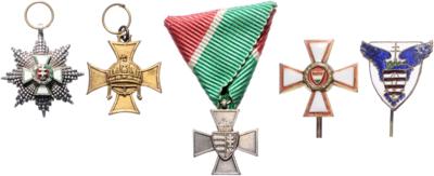 Lot Miniaturen und Abzeichen Ungarn, - Medaile a vyznamenání
