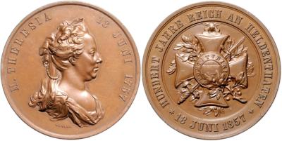 Zentenarmedaille auf die Stiftung des Militär - Maria Theresien - Orden 1857, - Medaile a vyznamenání