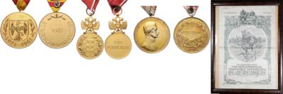 Auszeichnungs- und Urkundennachlass des Trägers der Goldenen Tapferkeitsmedaille Major Rudolf Kremlitzka, - Medals and awards