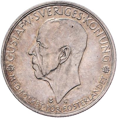 Schweden, Gustav V. 1907-1950 - Mince a medaile