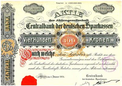 Aktie der Centralbank der deutschen Sparkassen - Münzen und Medaillen