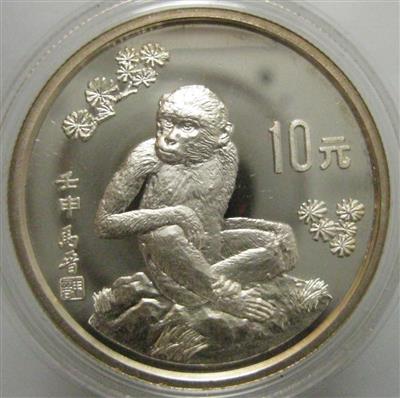 China, Tierkreisserie- Jahr des Affen 1992 - Coins