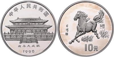 China, Tierkreisserie- Jahr des Pferdes 1990 - Münzen