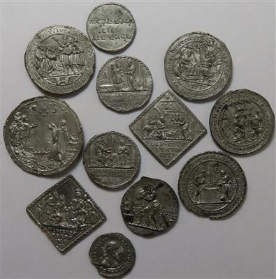 Zinnabdrücke religiöser Medaillen (12 Stk.) - Münzen