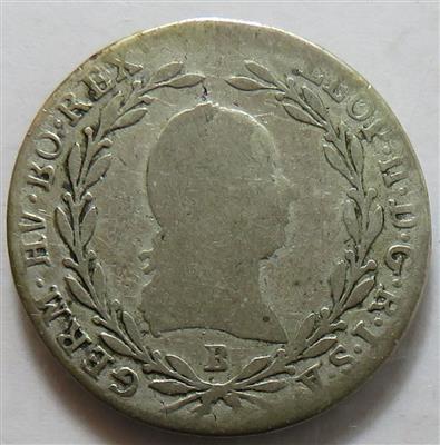 Leopold II. 1790-1792 10 Kreuzer 1791 B, Kremnitz, =3,63 g= IV/IV+ - Monete