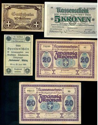 Notgeld Wien (5 Scheine) - Münzen und Medaillen