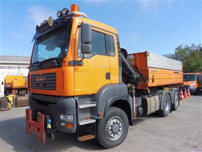 LKW "MAN TGA 28.350 6 x 4-4 BL Automatik" (3-achsig) mit Frontladekran "Hiab 099E-4", - Fahrzeuge & Technik ASFINAG