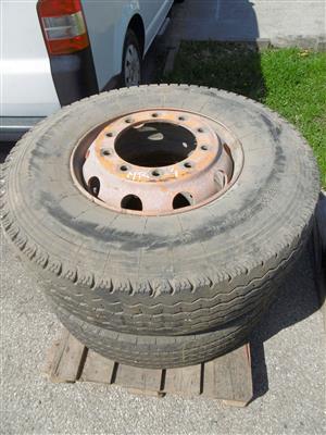 2 LKW Reifen mit Felgen 13R22.5, 22.5 x 900, - Macchine e apparecchi tecnici