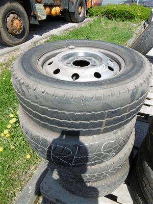 4 Stahlfelgen mit Reifen 225/65R16C 112/110R, - Motorová vozidla a technika