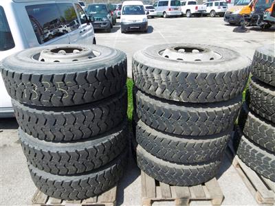 8 LKW Reifen mit Felgen 315/80R 22.5, - Fahrzeuge und Technik