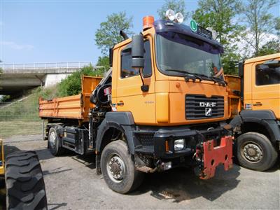 LKW "ÖAF 19.314 FALK-L" Autokran Hiab 085-2, HD-Anlage, Anbauplatte, 3-Seitenkipper, - Fahrzeuge und Technik Land NÖ