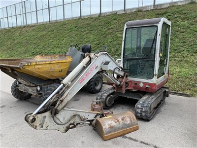 Gummikettenbagger "Takeuchi TB 125" mit Tieflöffel 28 cm, Böschungslöffel 83 cm und Planierschild, - Cars and vehicles