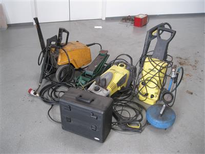 3 Hochdruckreiniger, Wagenheber, Reifendruckfüller und Werkzeugkoffer, - Cars and vehicles