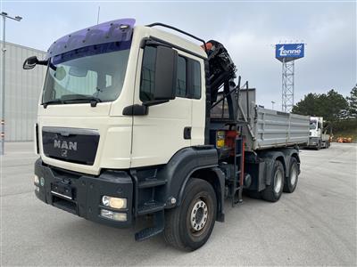 LKW "MAN TGS 33.440 6 x 4 BB (Euro 4)" mit 3-Seitenkipper "Meiler" und Ladekran "Palfinger PK 18002 EH", - Motorová vozidla a technika