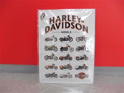 Werbeschild "Harley Davidson Models", - Fahrzeuge und Technik