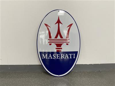 Werbeschild "Maserati", - Motorová vozidla a technika