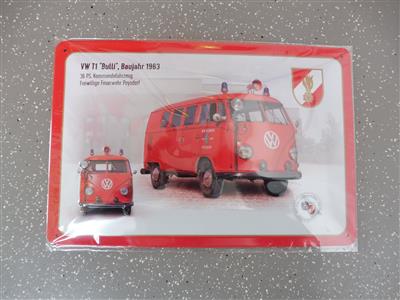 Werbeschild "VW T1 Bulli Komandofahrzeug Freiwillige Feuerwehr Poysdorf", - Fahrzeuge und Technik