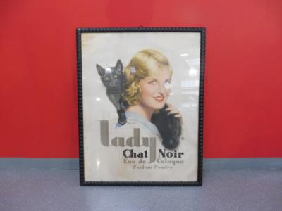 Werbeschild "Lady Chat Noir Eau de Cologne", - Macchine e apparecchi tecnici