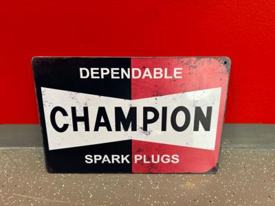 Werbeschild "Champion Spark Plugs", - Fahrzeuge und Technik