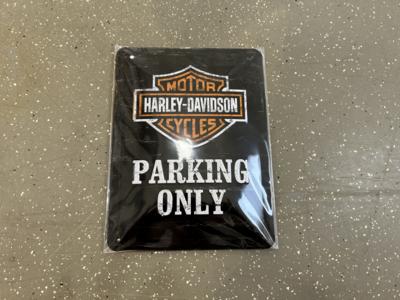 Werbeschild "Harley-Davidson Parking only", - Baumaschinen und Technik